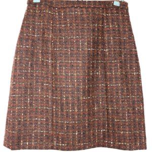 NWT Brooks Brothers Tweed Mini Skirt Size 4 Brown Red Wool Alpaca Blend Preppy